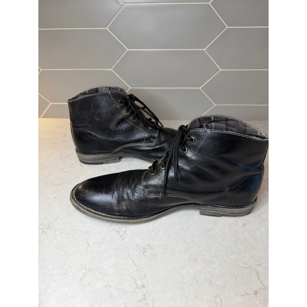 Bed Stu Mens Black Leather Distressed Lace Up Boots 12 Ankle Boot Indie Punk